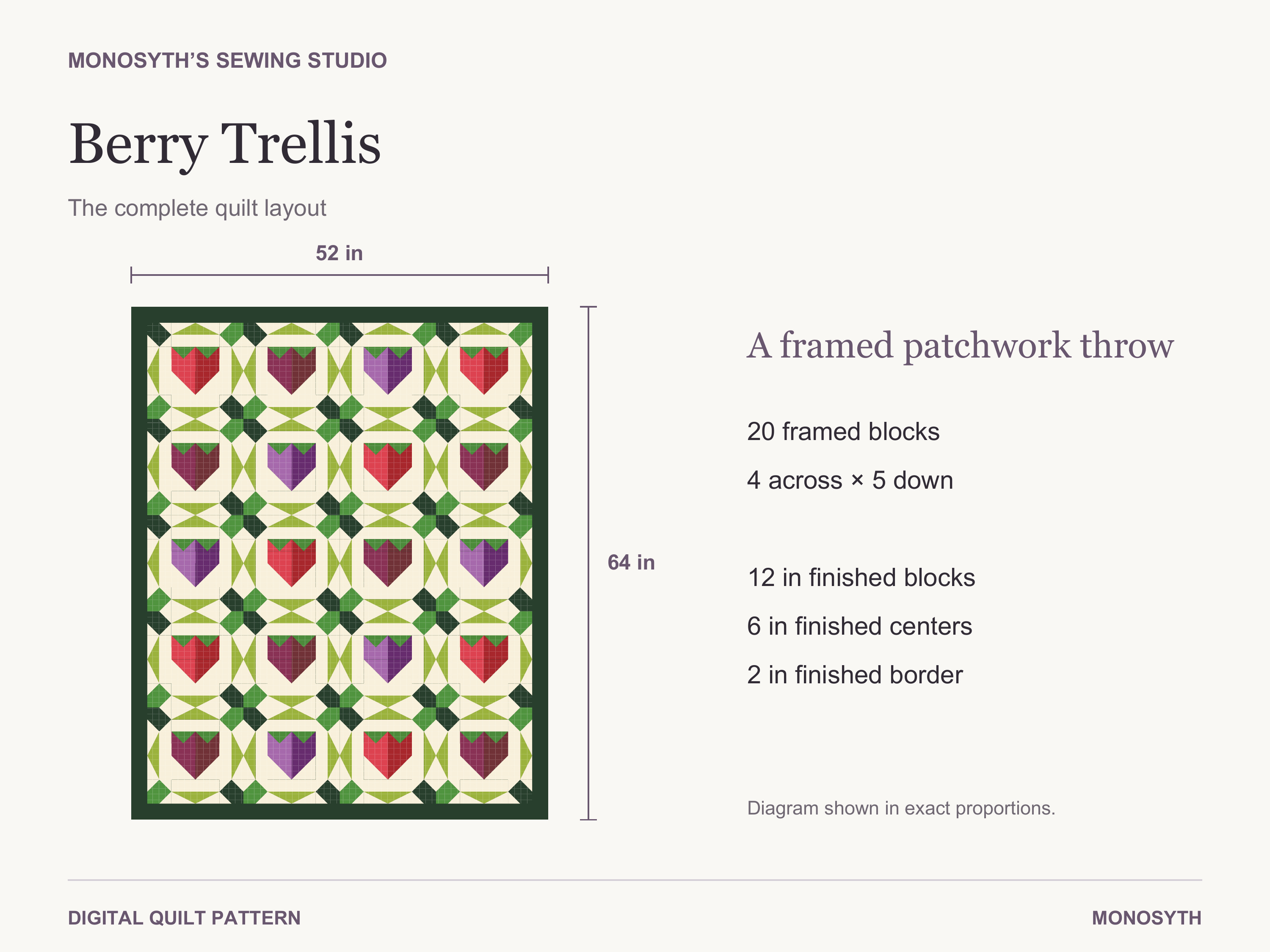 Berry Trellis full quilt layout and pattern overview